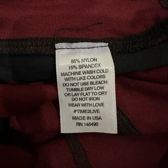 NEW Electric & Rose High Rise Waist Athletic Leggings Maroon Black Pink Small - Picture 9 of 9